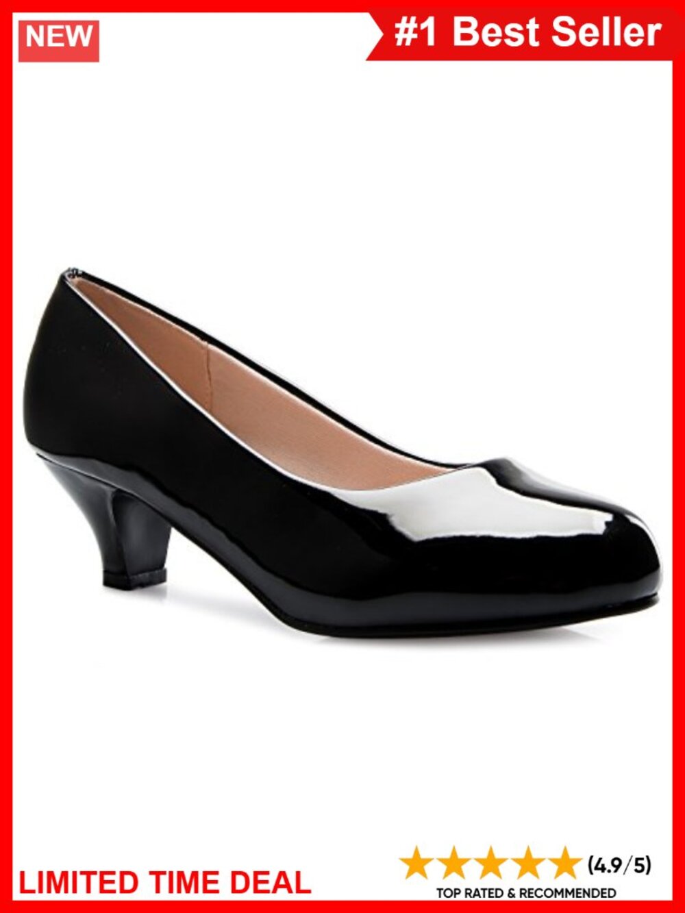 Classic Closed Toe Kitten Heel Pumps Slim Block Heel Dress Work Party